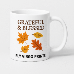 White Mug with Autumn Leaves